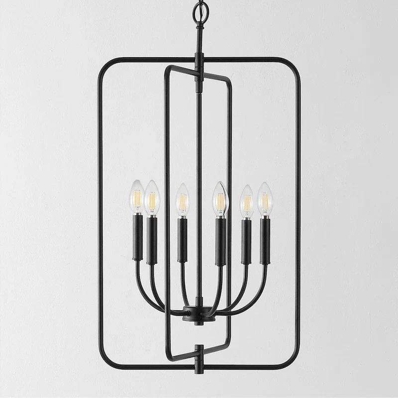 SAFAVIEH Lighting Noelline 6-Light Adjustable Pendant Chandelier (LED Bulbs Included) - Black - 17Wx15Dx95H