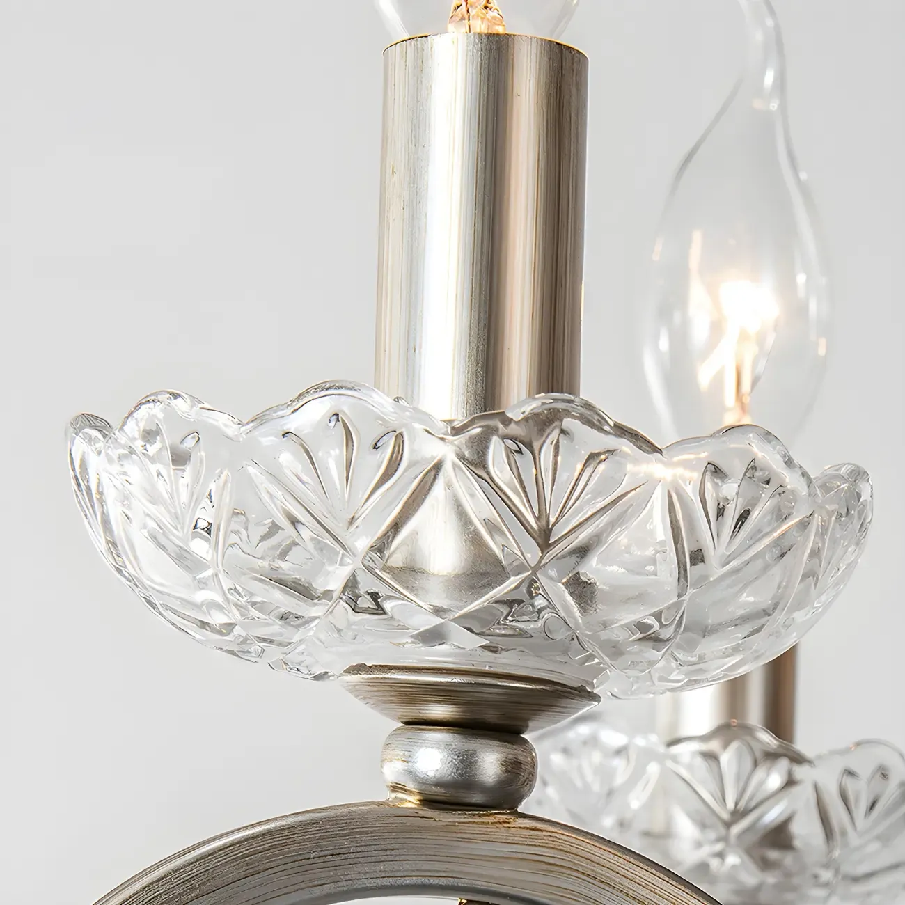 Adjustable Hanging Silver Crystal Candelabra Chandelier