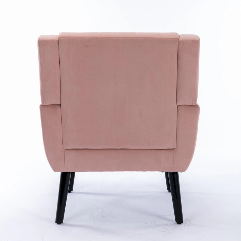 Pink Velvet Modern 29.5 Tufted Accent Chair with Wood Legs