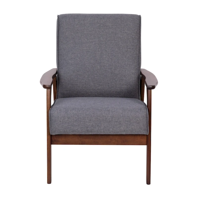 Mid-Century Modern Arm Chair with Wooden Frame and Arms