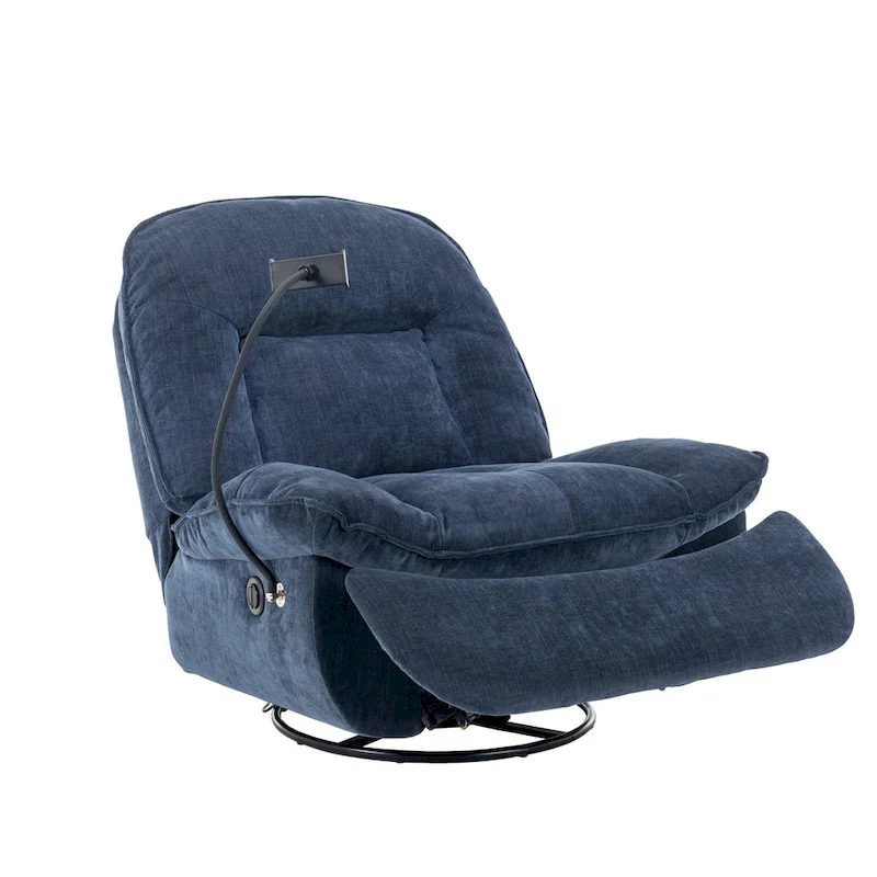 Clihome Adjustable Swivel Chenille Recliner with Phone Holder