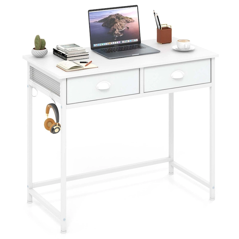 Costway Space Saving Home Computer Desk with 2 Fabric Drawers 4 - See Details