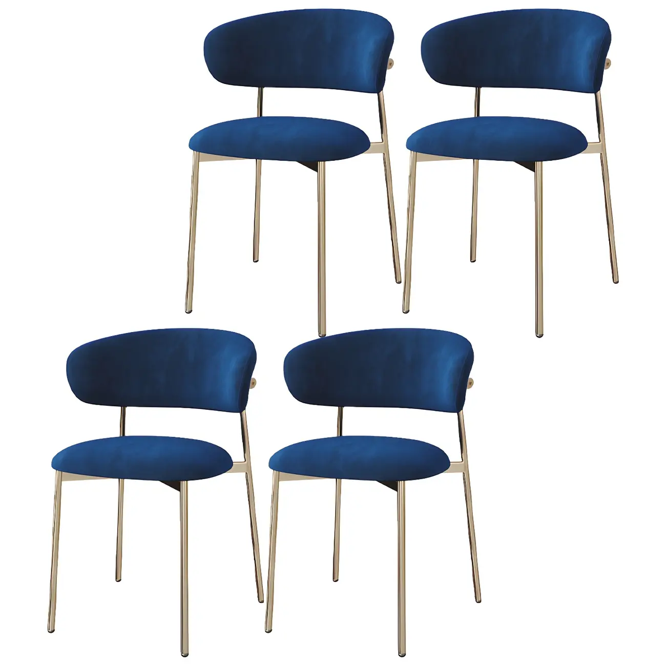 Scandinavian Velvet Upholstered Dining Room Chairs Set of 4