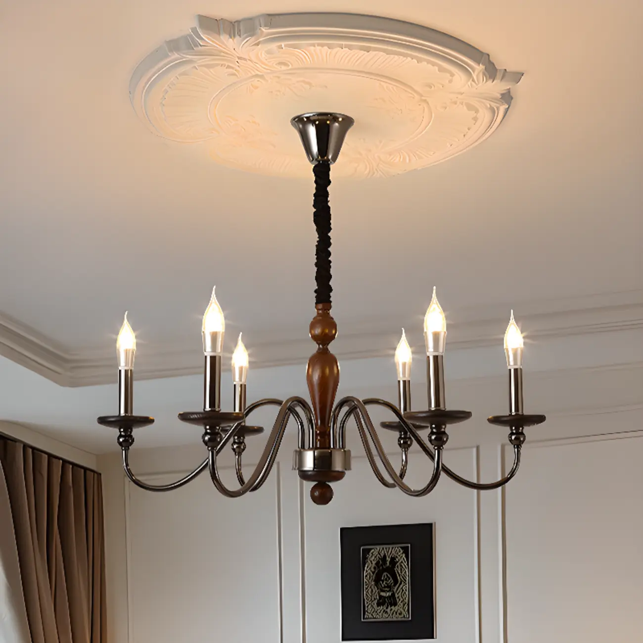 Modern Black 6/8 Light Candelabra Chandelier in Dimmable