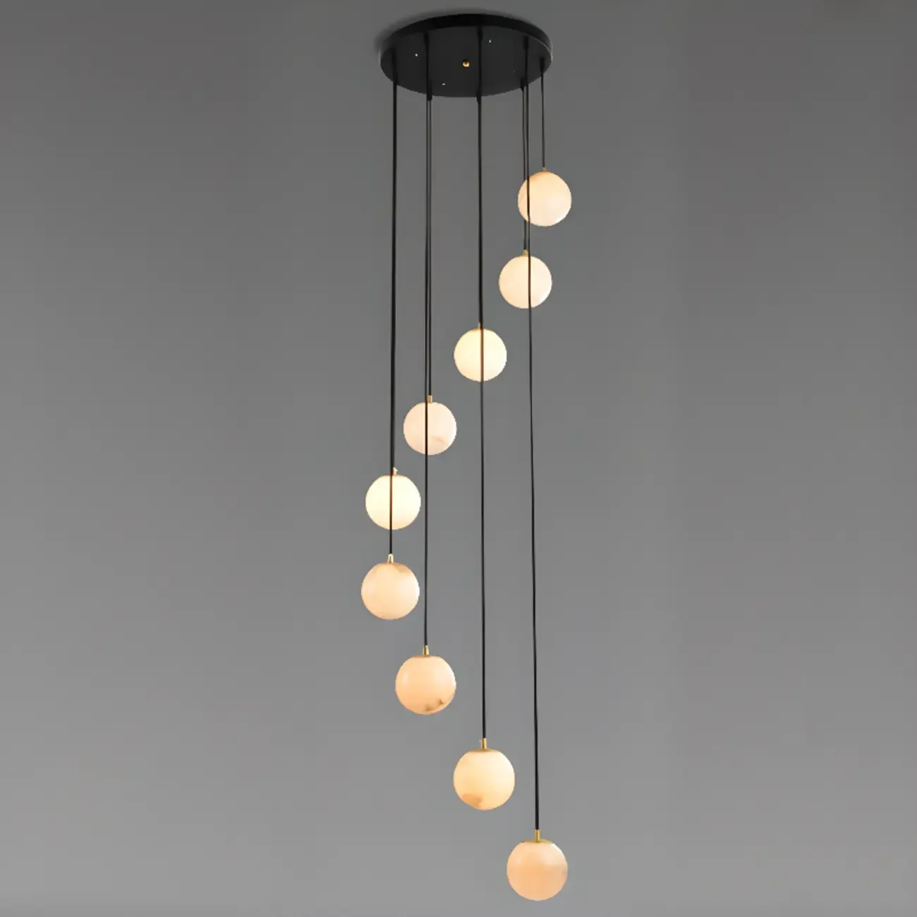 Adjustable Modern Stone Globe Rope Pendant Light