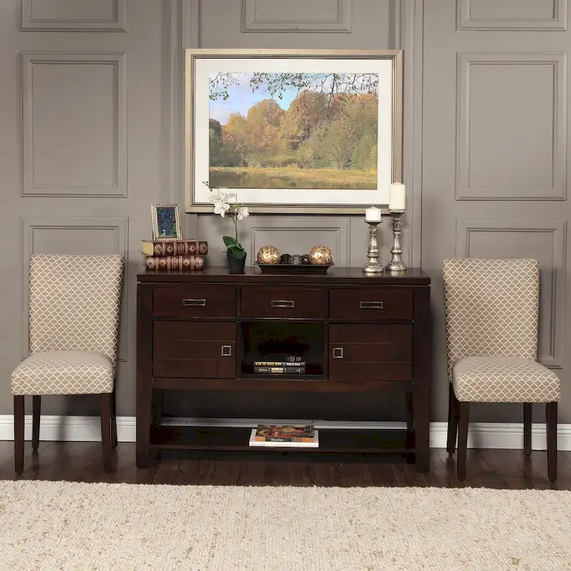 HomePop Mocha Cream Quatrefoil Pattern Parson Chairs (Set of 2)