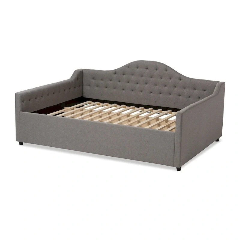 Fabric Upholstered Daybed with Button-Tufted Headboard