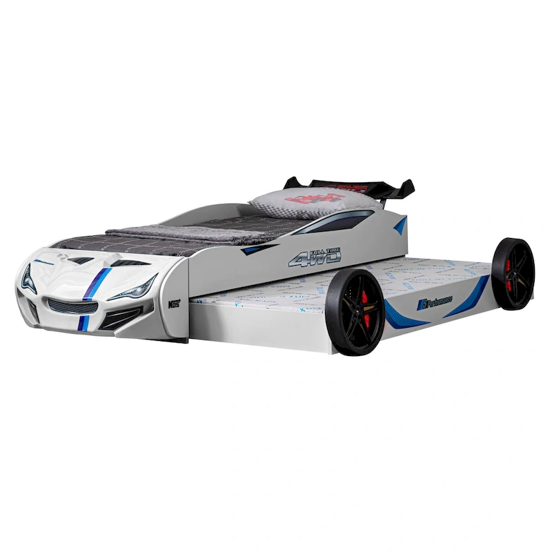 Furniture of America Laszlo Modern Race Car-Shaped Twin Bed with Trundle