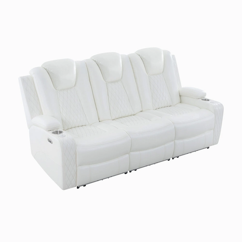 Premium Air Leather Home Theater Loveseat with LED Lights, Recliner with Built-in Speakers & Wireless Charging