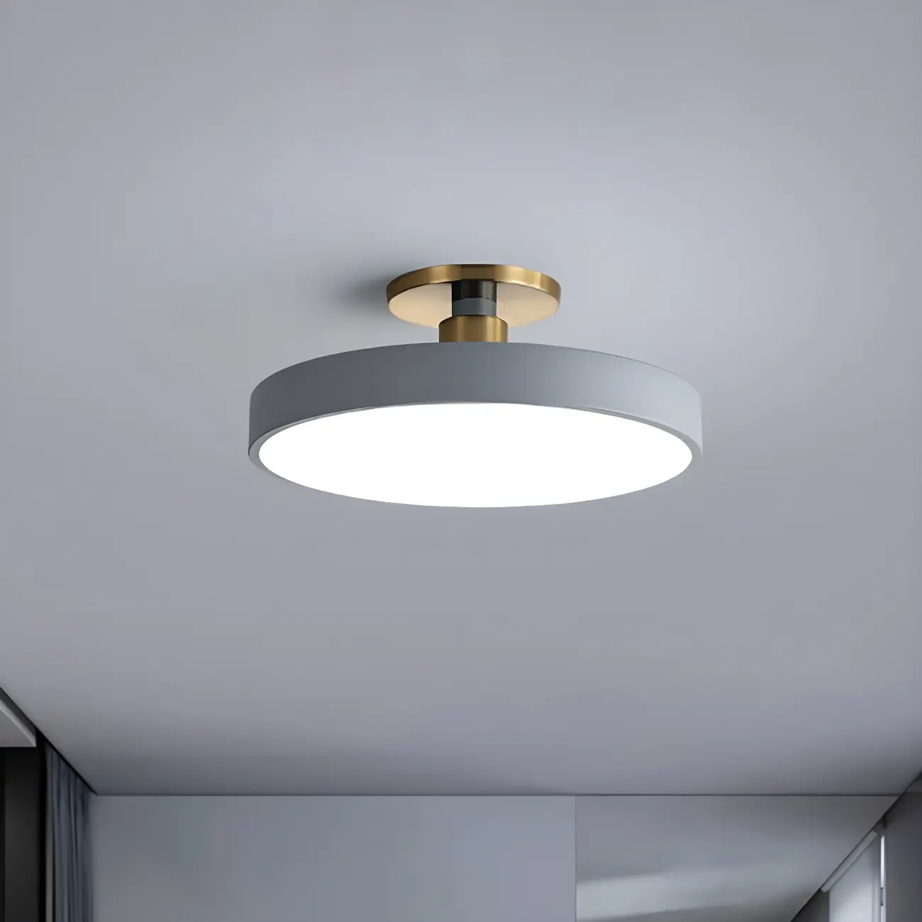 Blue Round LED Semi Flush Mount Ceiling Light