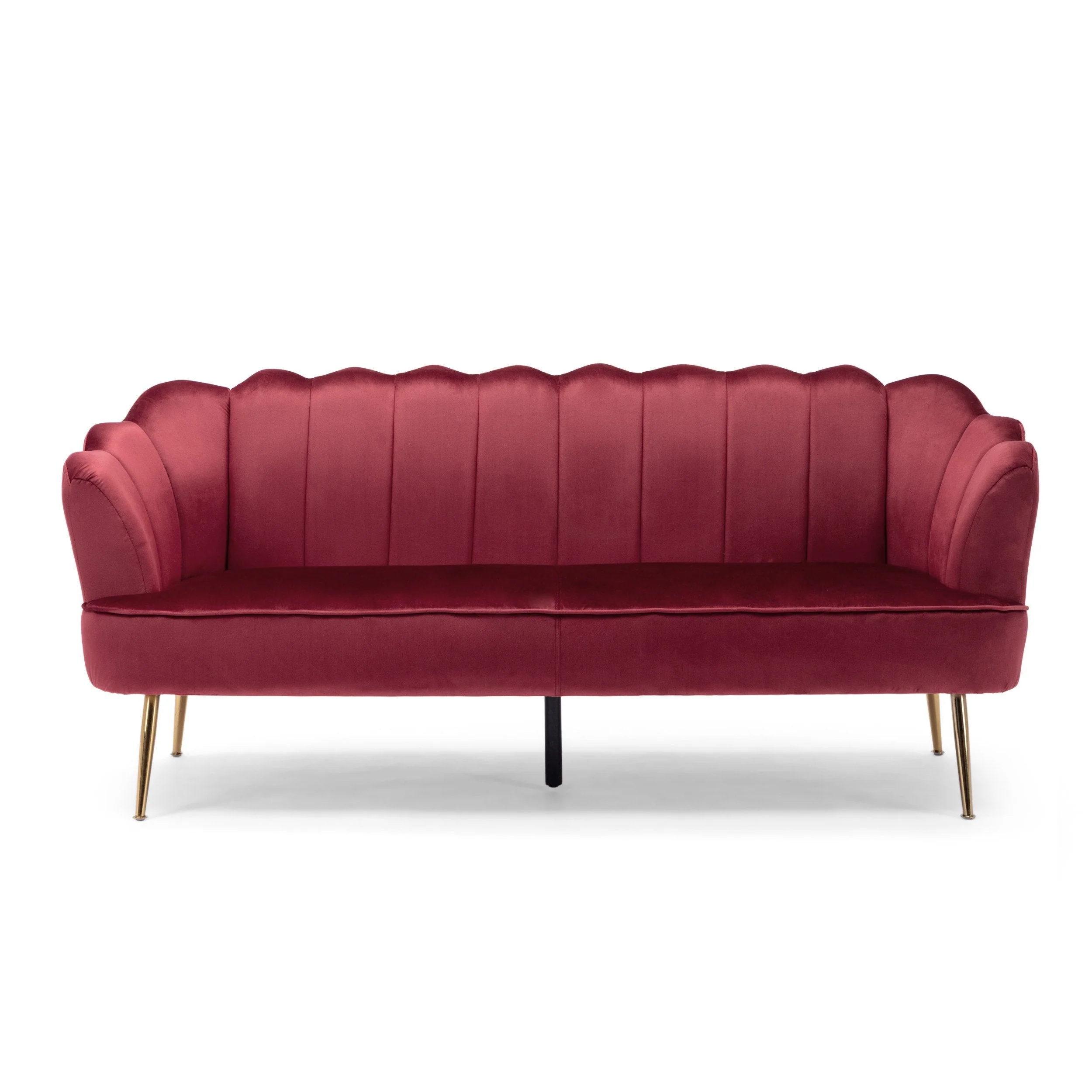 Modern Glam Velvet Channel Stitch 3 Seater Shell Sofa - NH378413