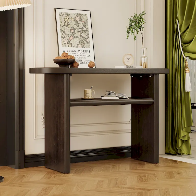 Elegant Minimalist Console Table with Rounded Edges and Sturdy Shelf Design for Entryway