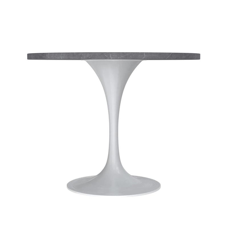 Verve Dining Table with a 36  Round Tabletop in White Steel Pedestal