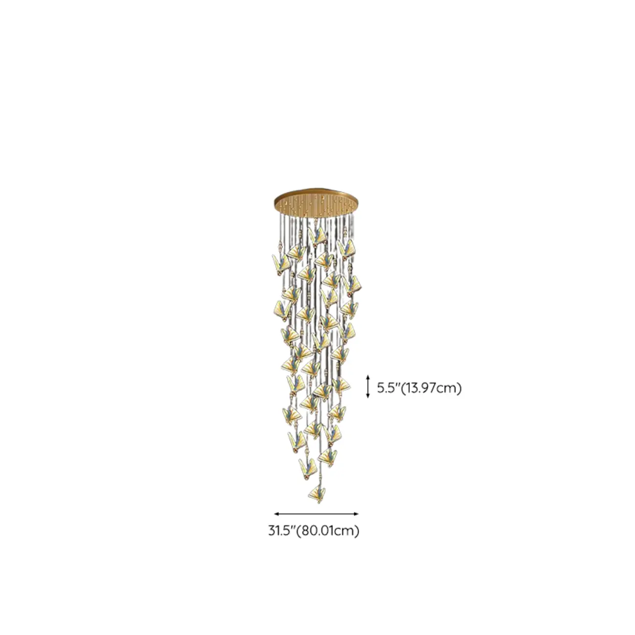 Modern Crystal Linear Butterfly Chandelier Light with Remote