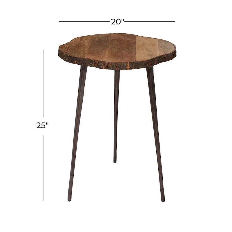Rustic Wood End Table - Brown, 21W x 21L x 25H