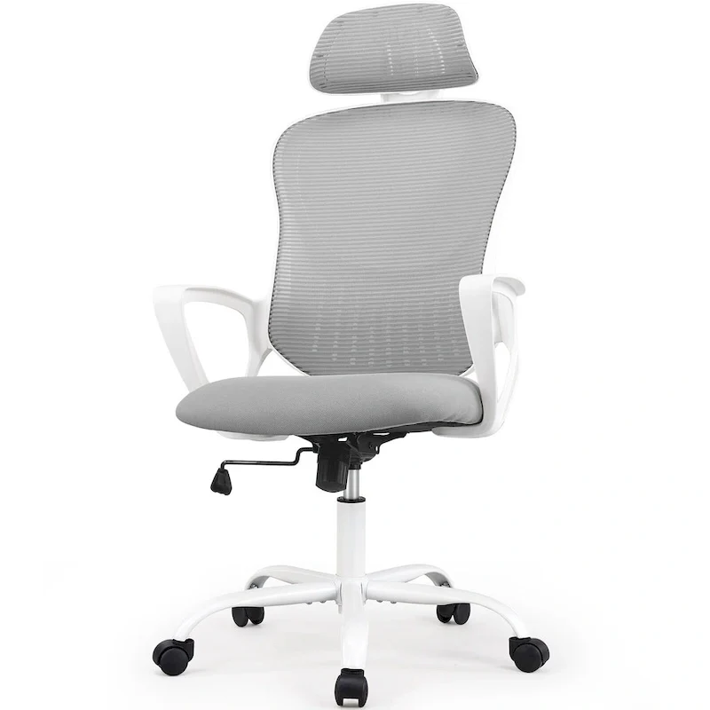 Ergonomic Office Chair, Comfy Computer Desk Chair Mesh High Back with Fixed Arms and Adjustable Headrest, Swivel Rolling Chair