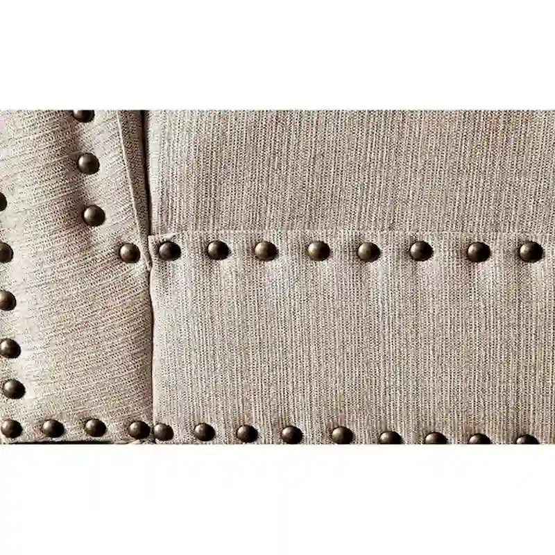 Fabric and Wood Chaise in Beige Finish