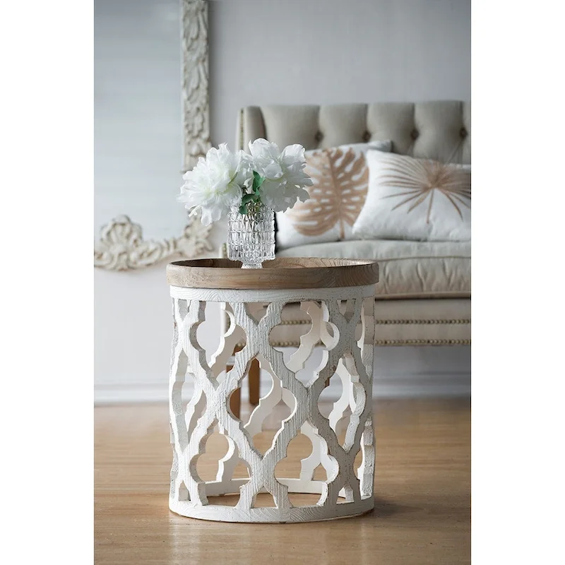 23  Large Distressed White Side Table