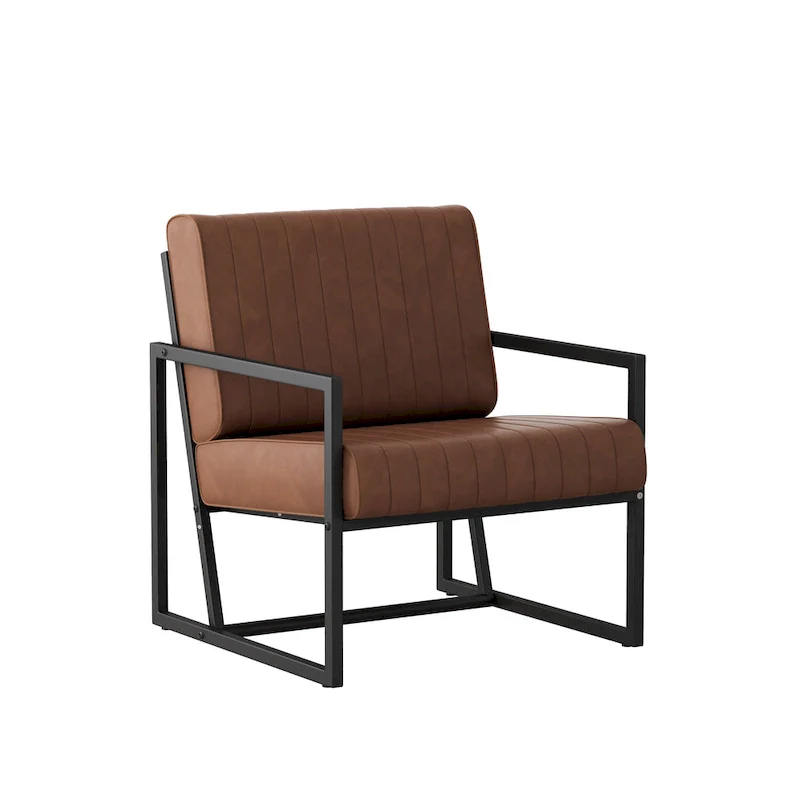 PU Leather Feature Armchair with Thick Padded Backrest