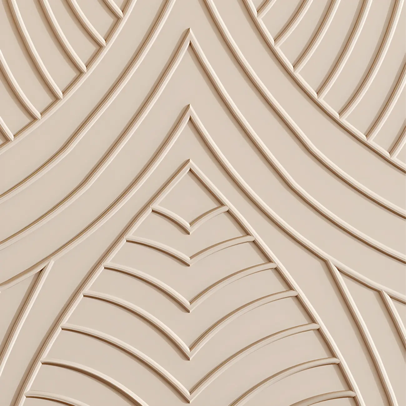 Glam White-Wood Protruding Lines Soft-Close Drawers Dresser