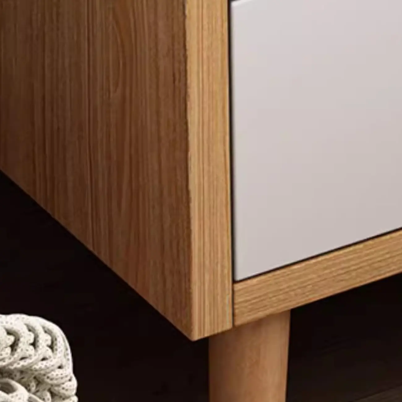 Modern Wooden Three-layer Bedside Table with Lamp Shelf