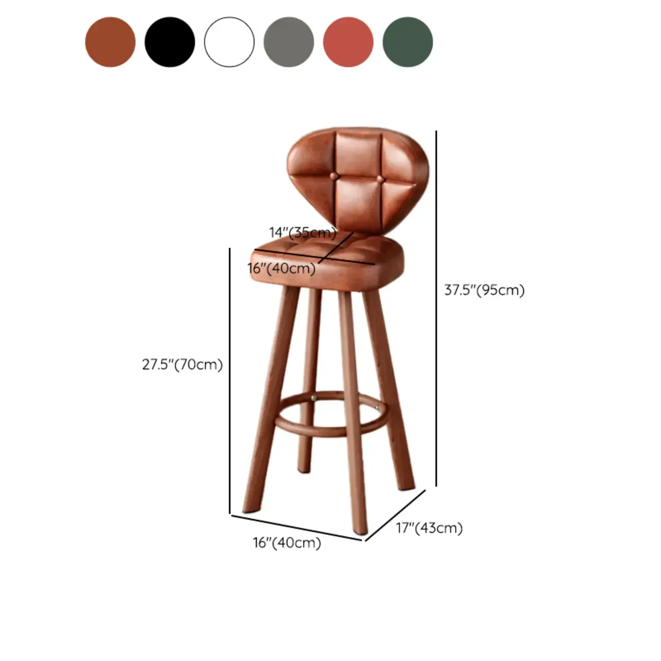 Modern Tufted Counter Height Bar Stools with Metal Footrest