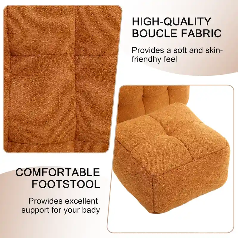 HOMEFUN Boucle Upholstered Tufted Modern Single Side Sofa Chair with Ottoman