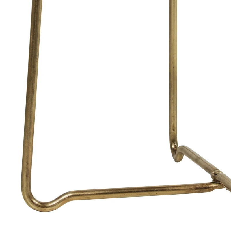 Gold Iron And Natural Wood Round Accent Table by East at Main