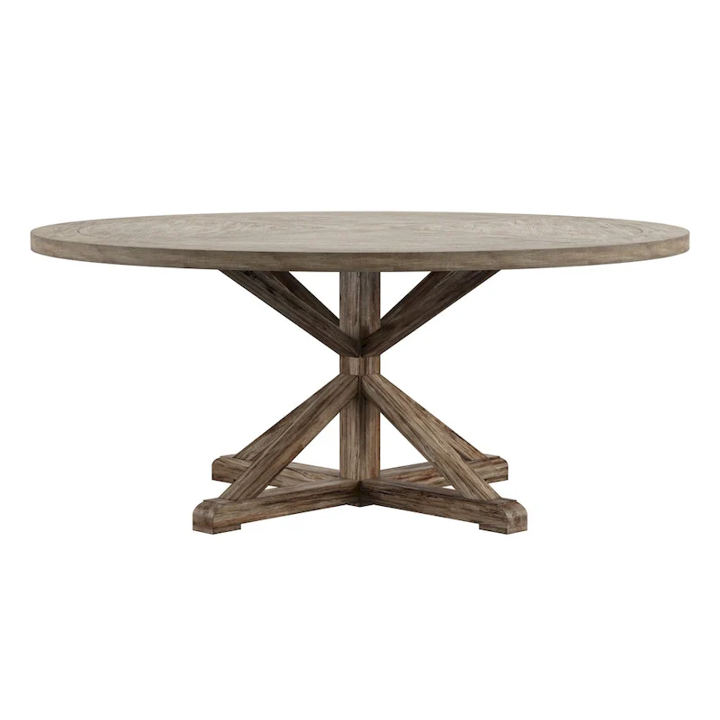 Round Antique Grey Oak Dining Table
