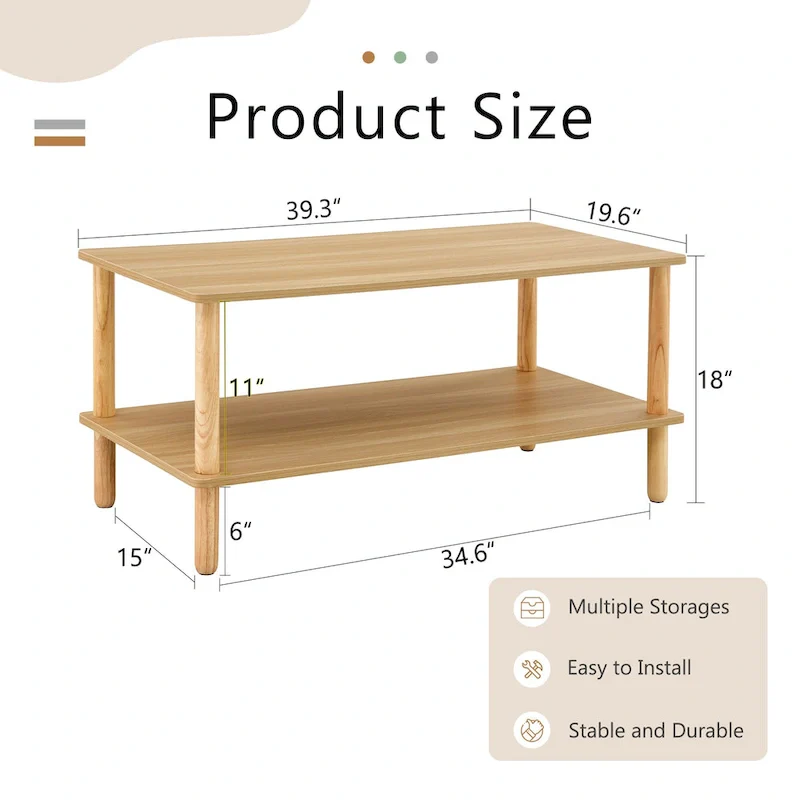 Living Room Rectangular 2-Tier Coffee Table