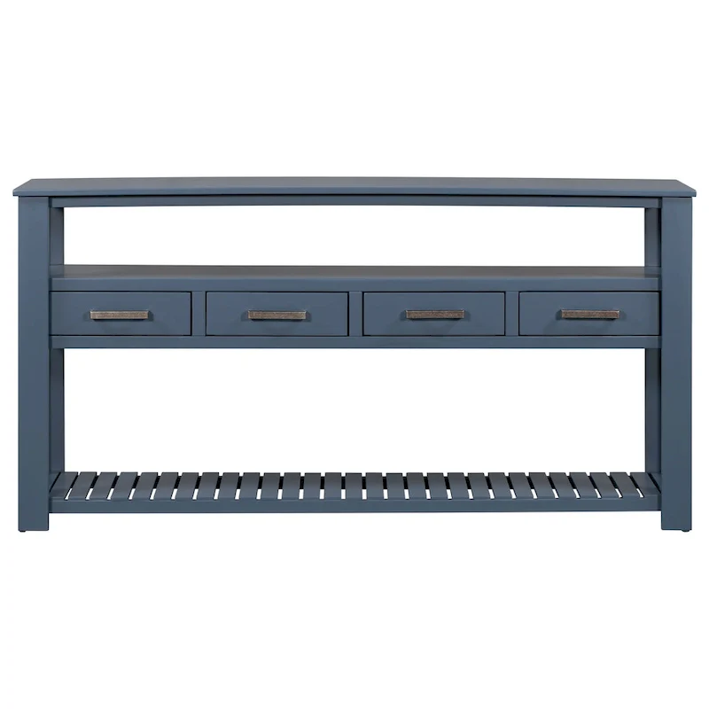 62.2 Modern Console Table with 4 Drawers and 2 Shelves