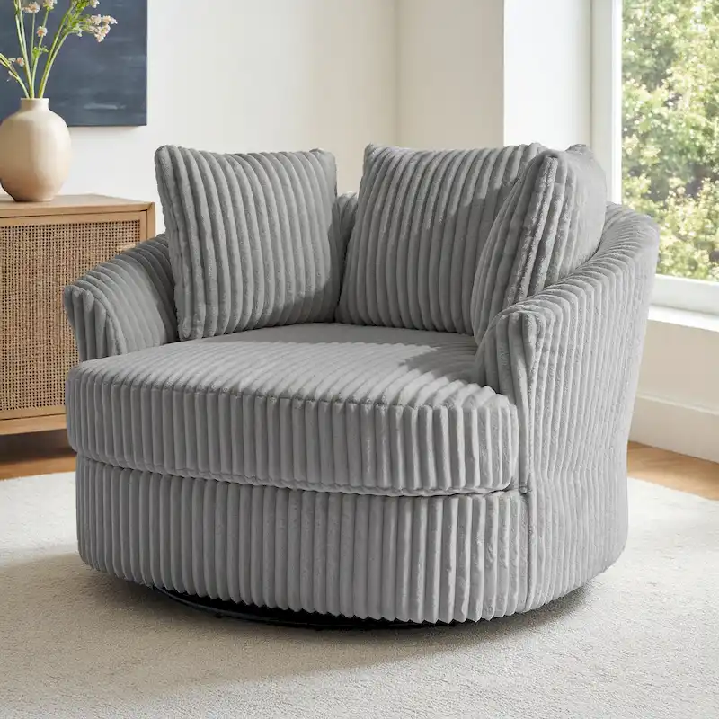 Swivel Tub Chair With Integrated Armrests And Removable, Washable Cover