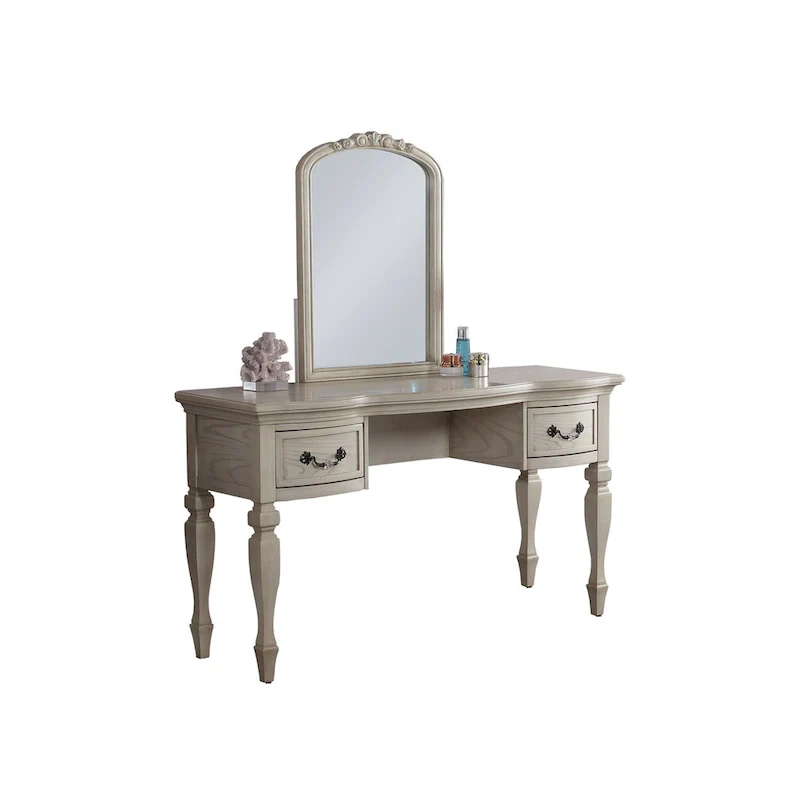 Rubber Wood Vanity Set with Stool