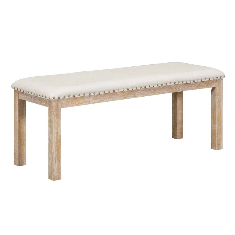 6-Piece Dining Kitchen Table Set, Extendable Wood Dining Table, 4 Upholstered Dining Chairs and Bench, Two 11 Removable Leaf