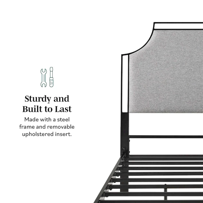 Middlebrook Designs Upholstered Curved Metal Queen Bedframe