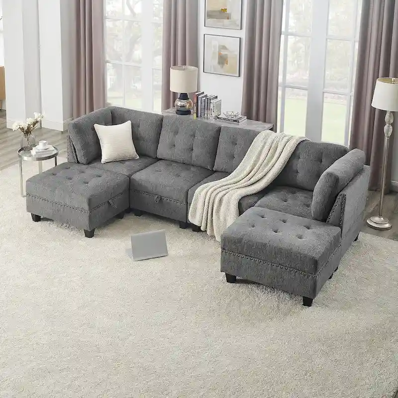 DIY Combination Modular Sectional Sofa, Gray