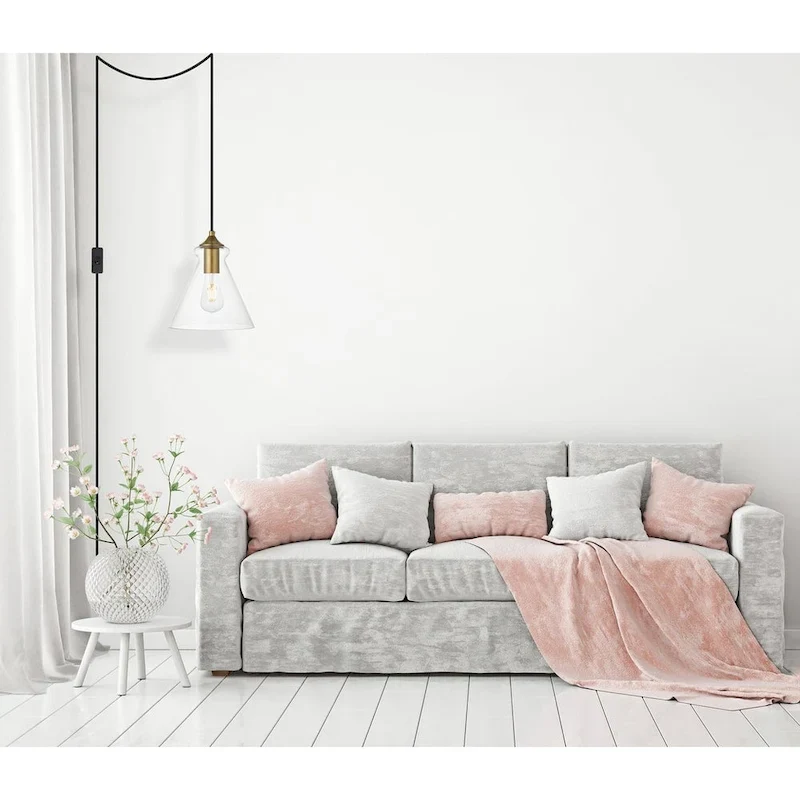 Destiny 1-Light Plug in Pendant with Clear Shade - Black - 8  Diameter