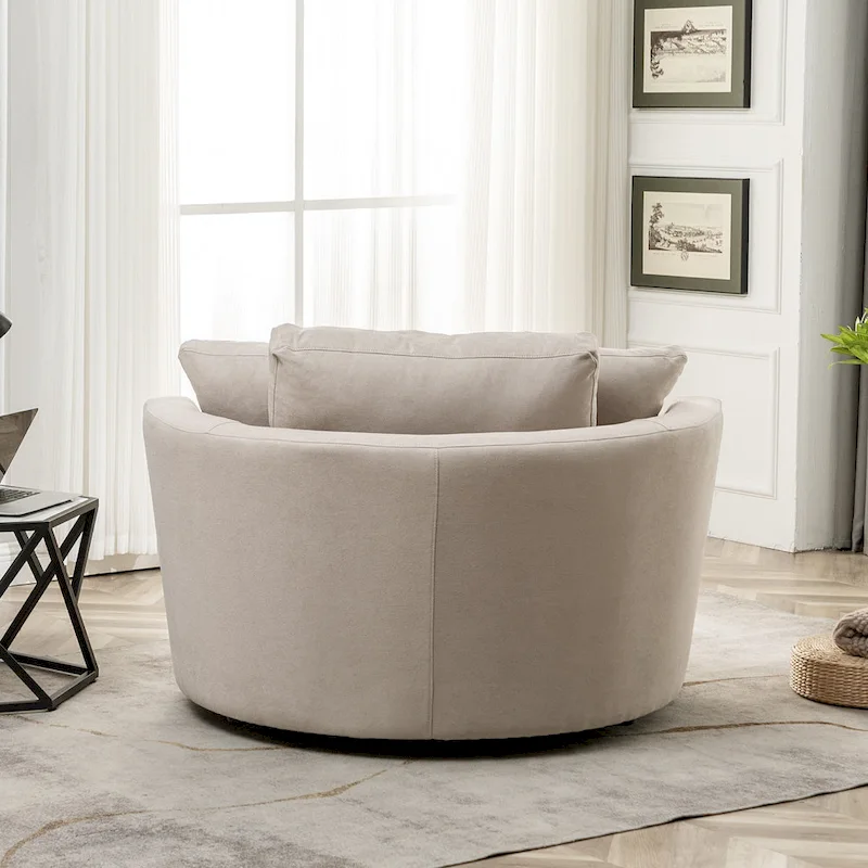 54 Wide Elegant Round Swivel Barrel Chair, Chair and a Half