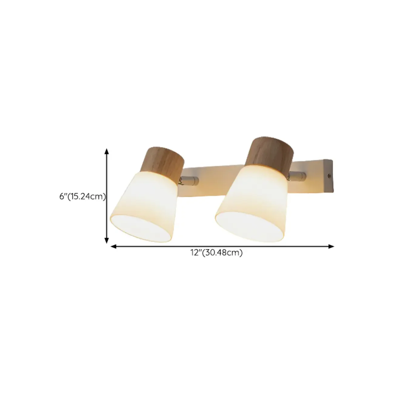 2-Light Modern Wood and Glass Bathroom Vanity Light Fixture