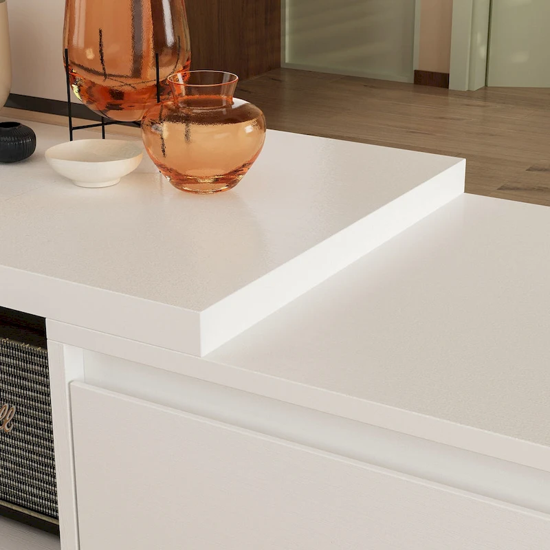 Entertainment Center Table Retracted Extendable TV Stand in Stretch