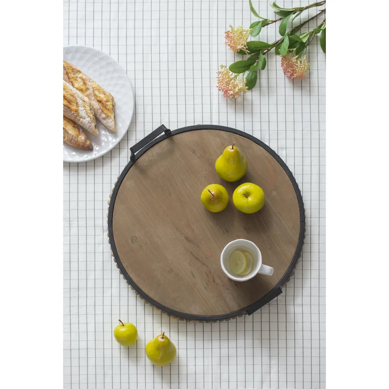 A&B Home Wood Bead Tray with Metal Handles