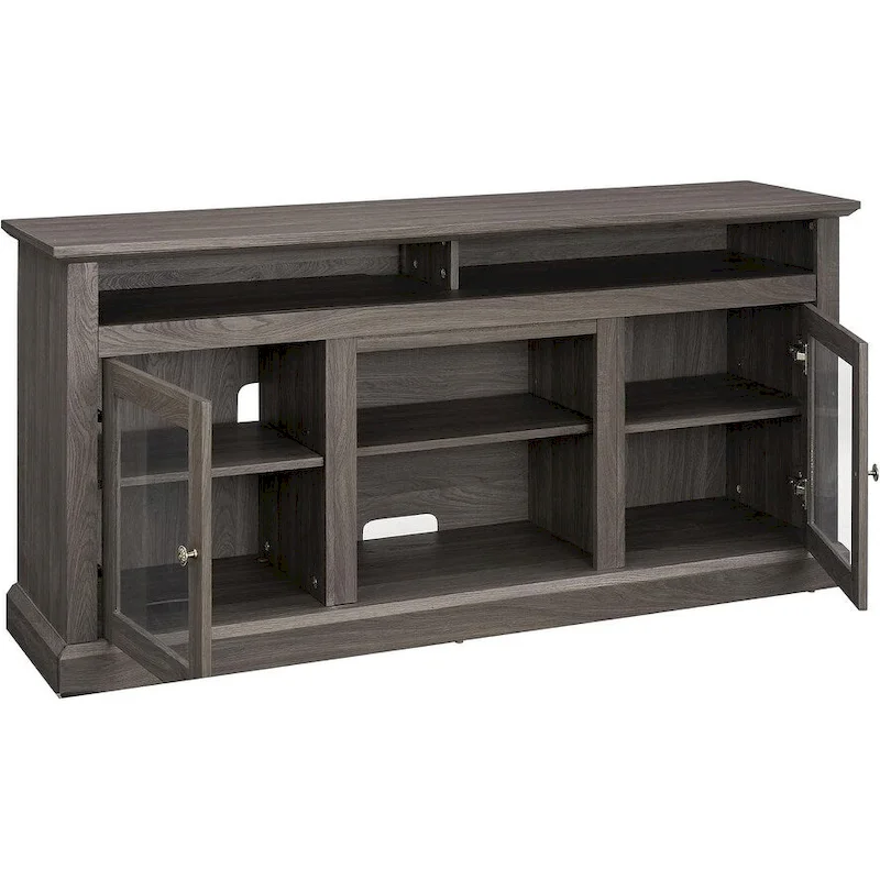 Contemporary TV Media Stand,  Entertainment Console, Up to 65 TV, Open & Closed Storage Space