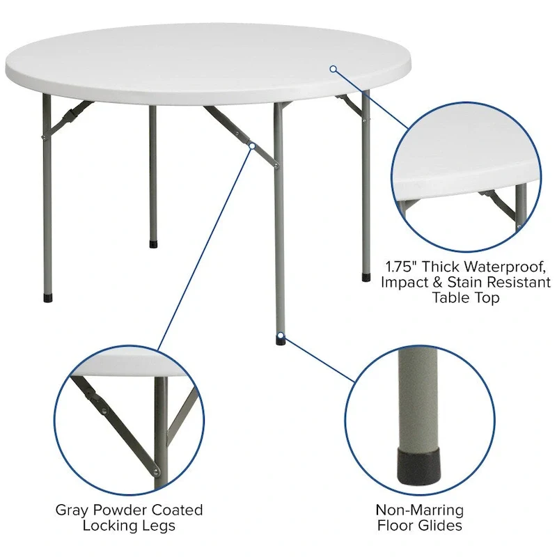 48 Round Granite White Plastic Event and Party Folding Table