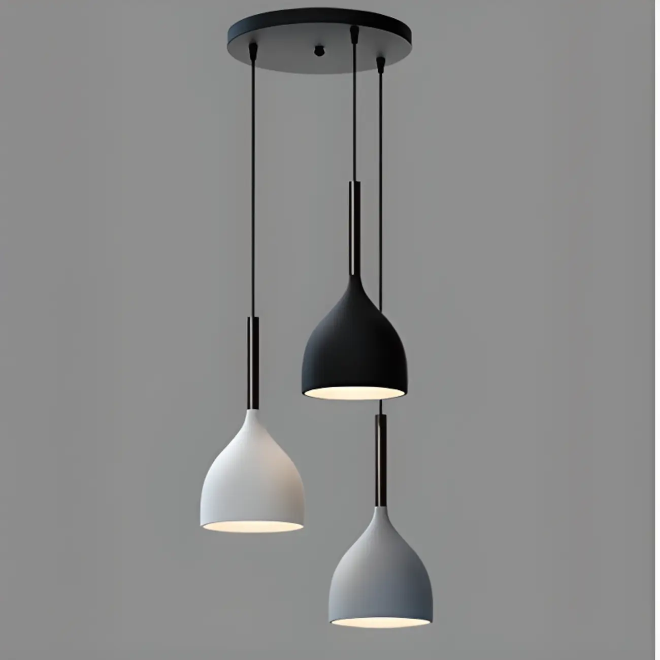 Cool Tone Metal Dome 3-Light Island Pendant Light