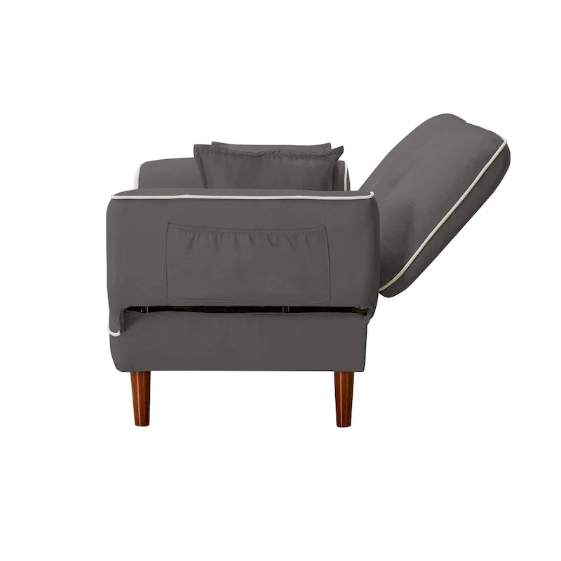 Multifunctional Sofa Bed Sleeper with 2 Pillows Beige Fabric