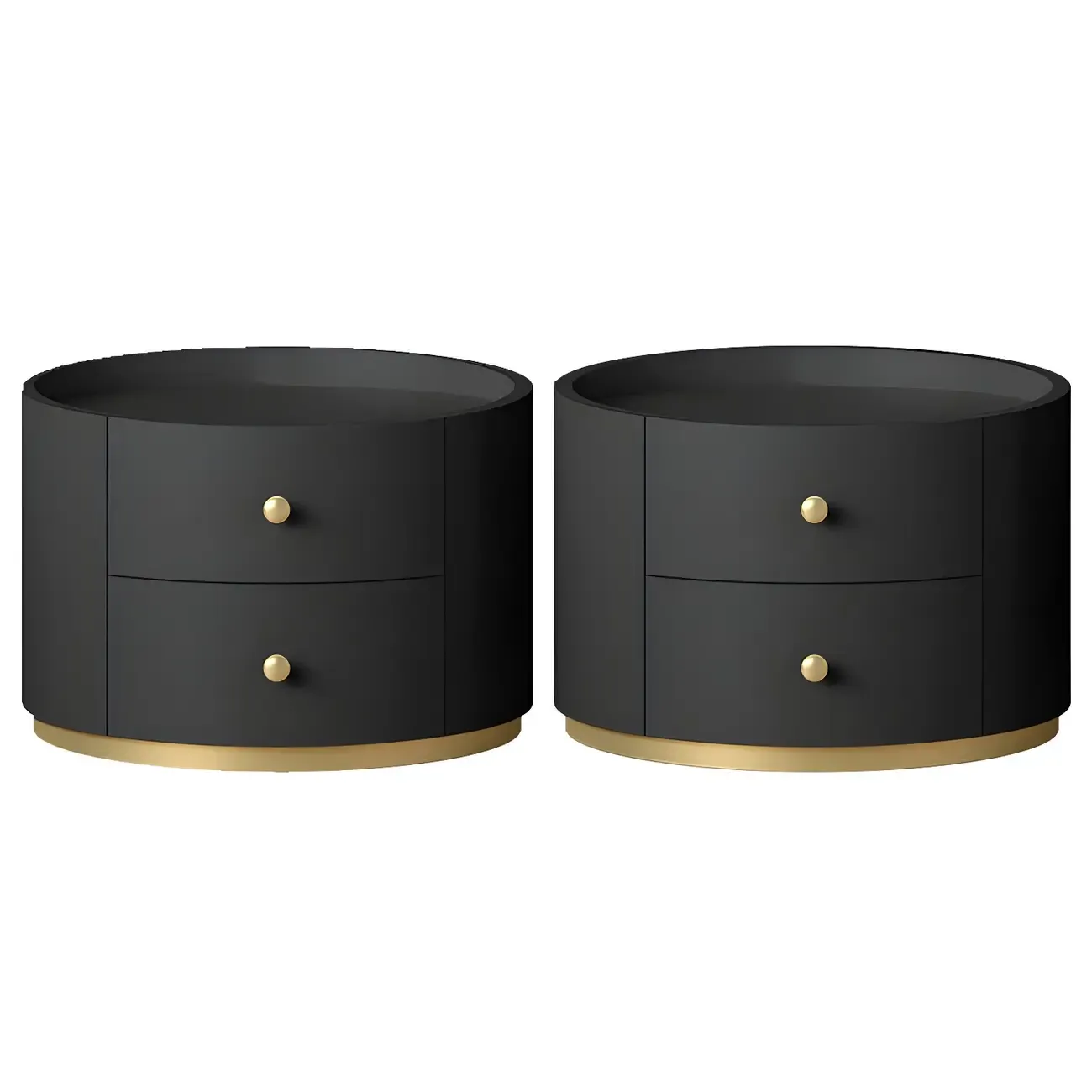 Glam Manufactured Wood Round 2-Drawer Nightstand
