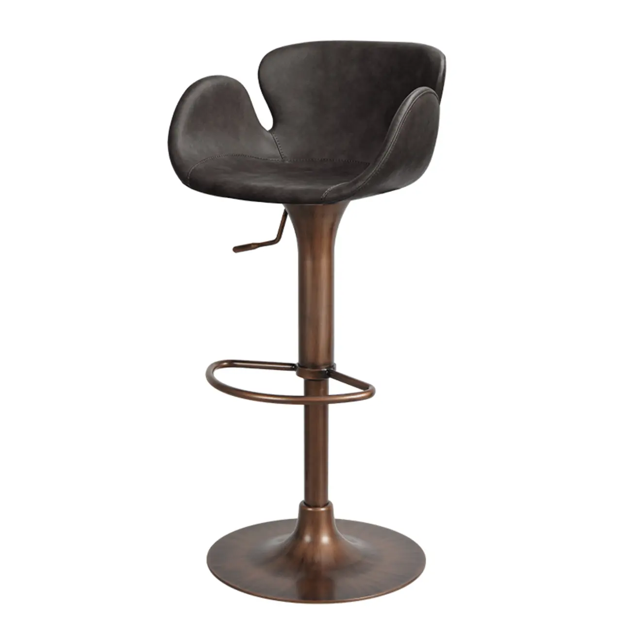 Adjustable Height Swivel Distressed Leather Bar Stools with Back
