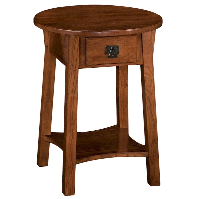Mission Round End Table with Drawer