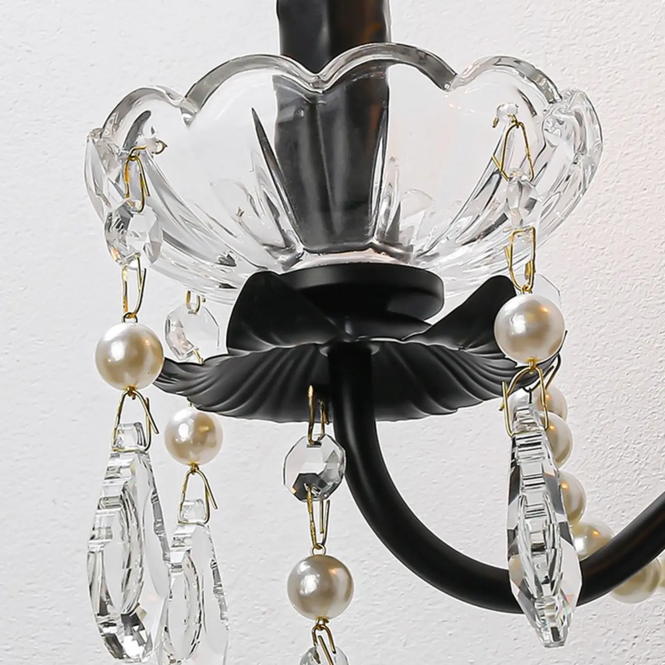 Black Modern 2-Light Candelabra Wall Sconce with Crystal