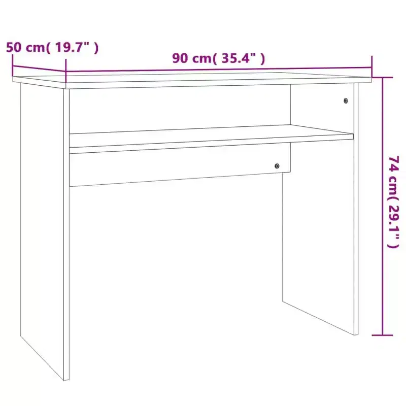 vidaXL Desk White Engineered Wood Small Desk Rectangular Modern